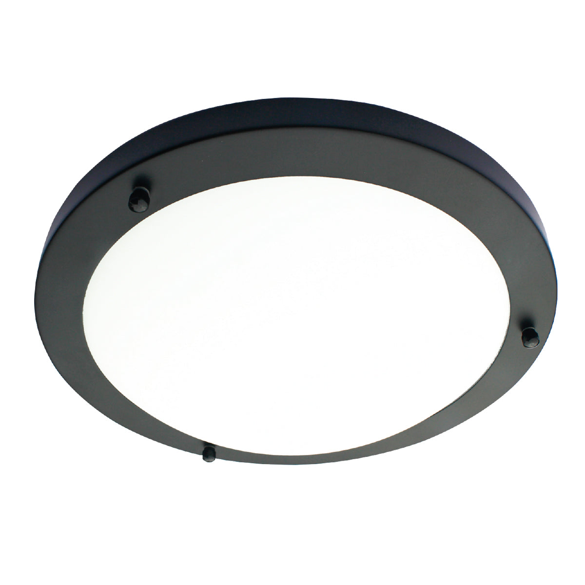Forum SPA-34047-SBLK Delphi 18W LED Round Flush Ceiling Light with Glass Opal Diffuser 4000K IP44 Satin Black