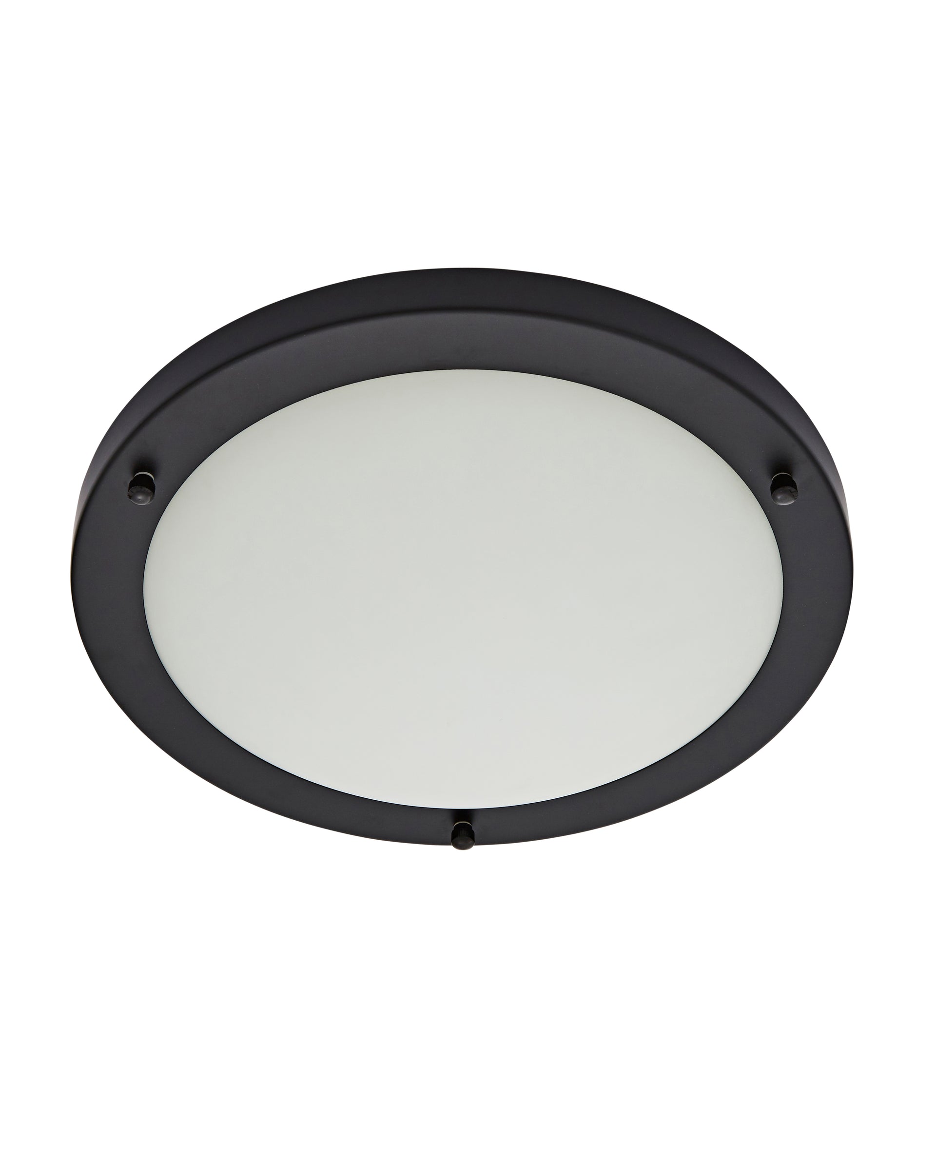 Forum SPA-34050-SBLK Delphi 2 x E27 Round Flush Ceiling Light with Glass Opal Diffuser IP44 Satin Black