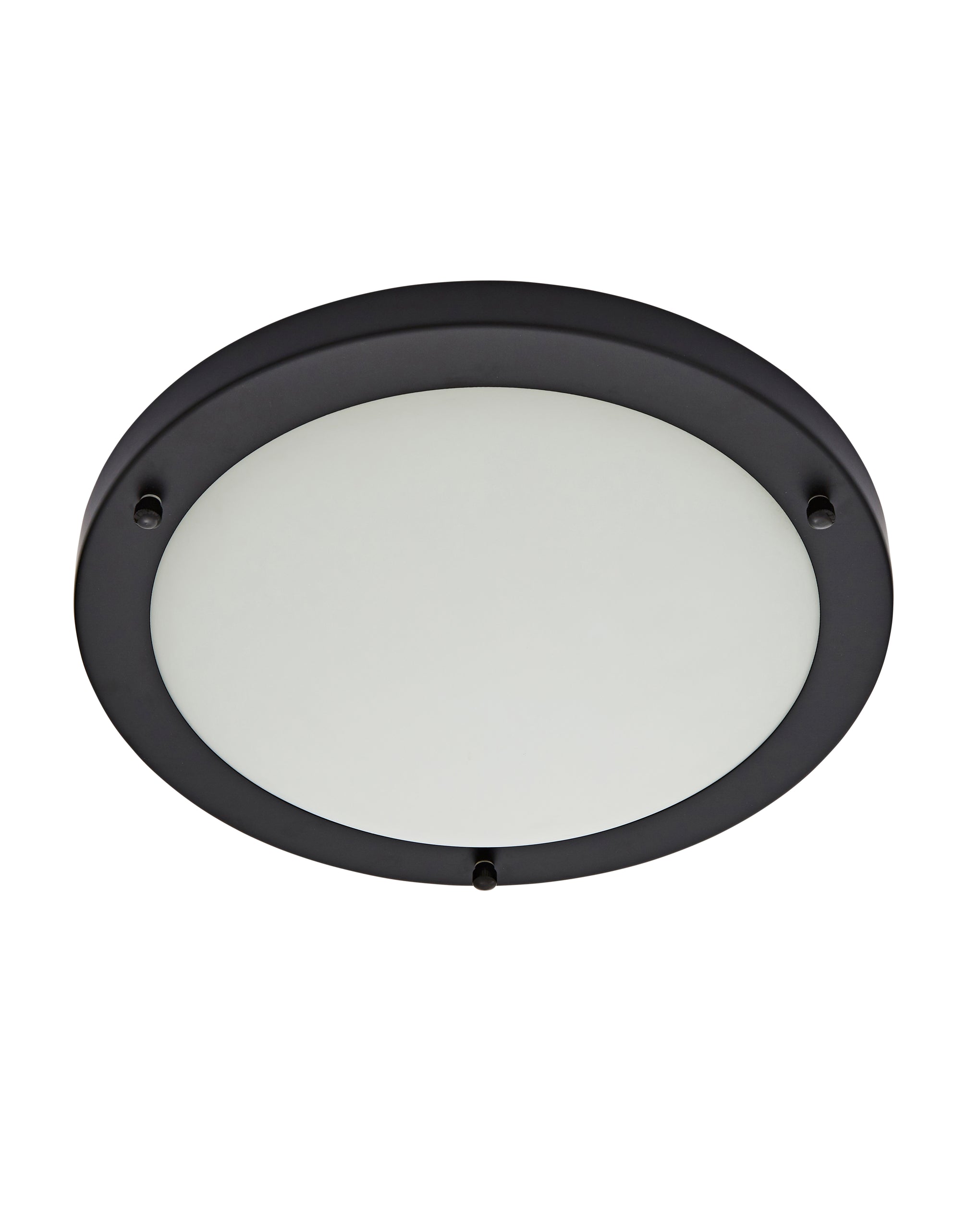 Forum SPA-34050-SBLK Delphi 2 x E27 Round Flush Ceiling Light with Glass Opal Diffuser IP44 Satin Black