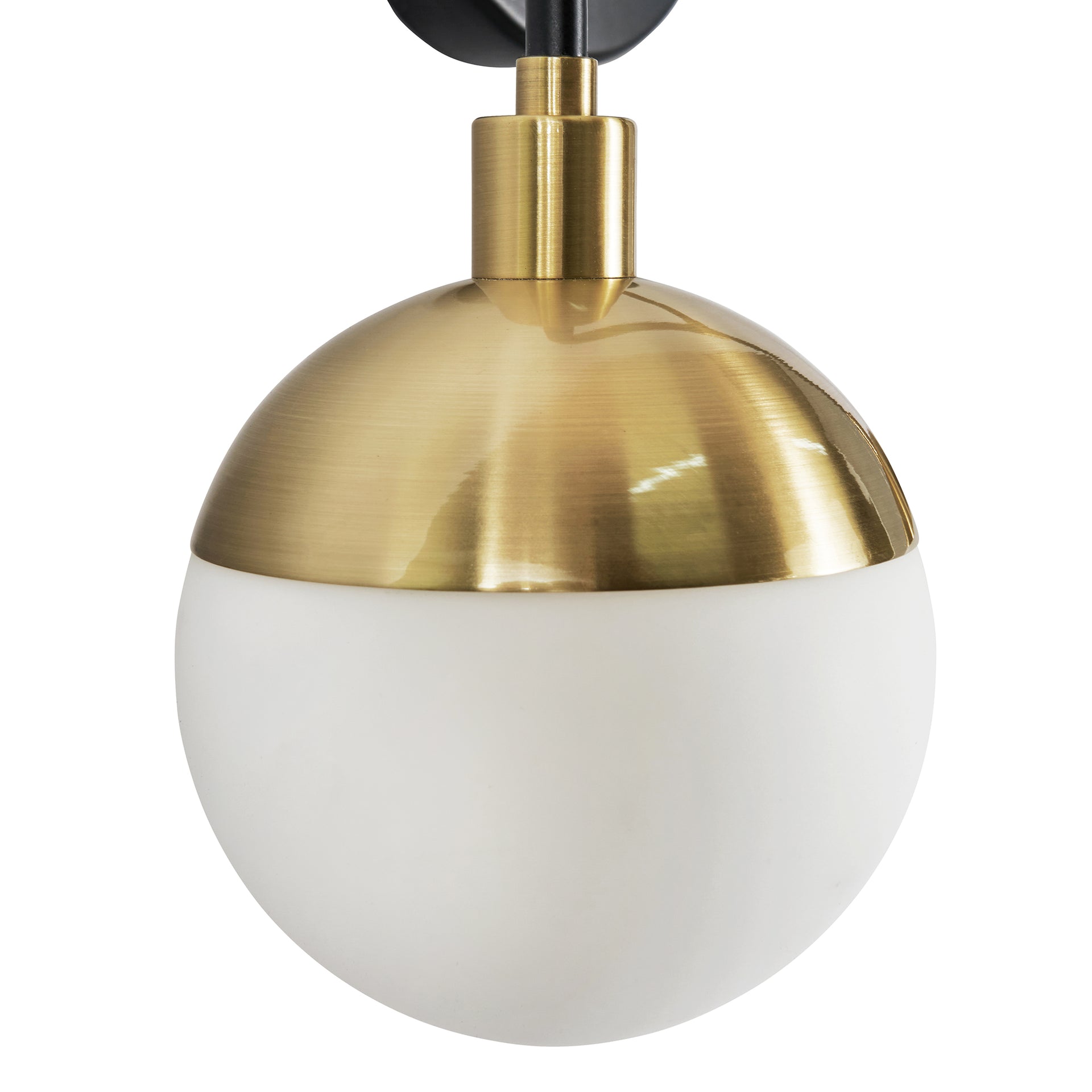 Forum SPA-35812-BLK Lille 2 x G9 Globe Wall Light with Opal Shades IP44 Black and Satin Brass