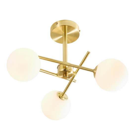 Forum SPA-35836-SBRS Lindos 3 x G9 Globe Ceiling Light IP44 Satin Brass