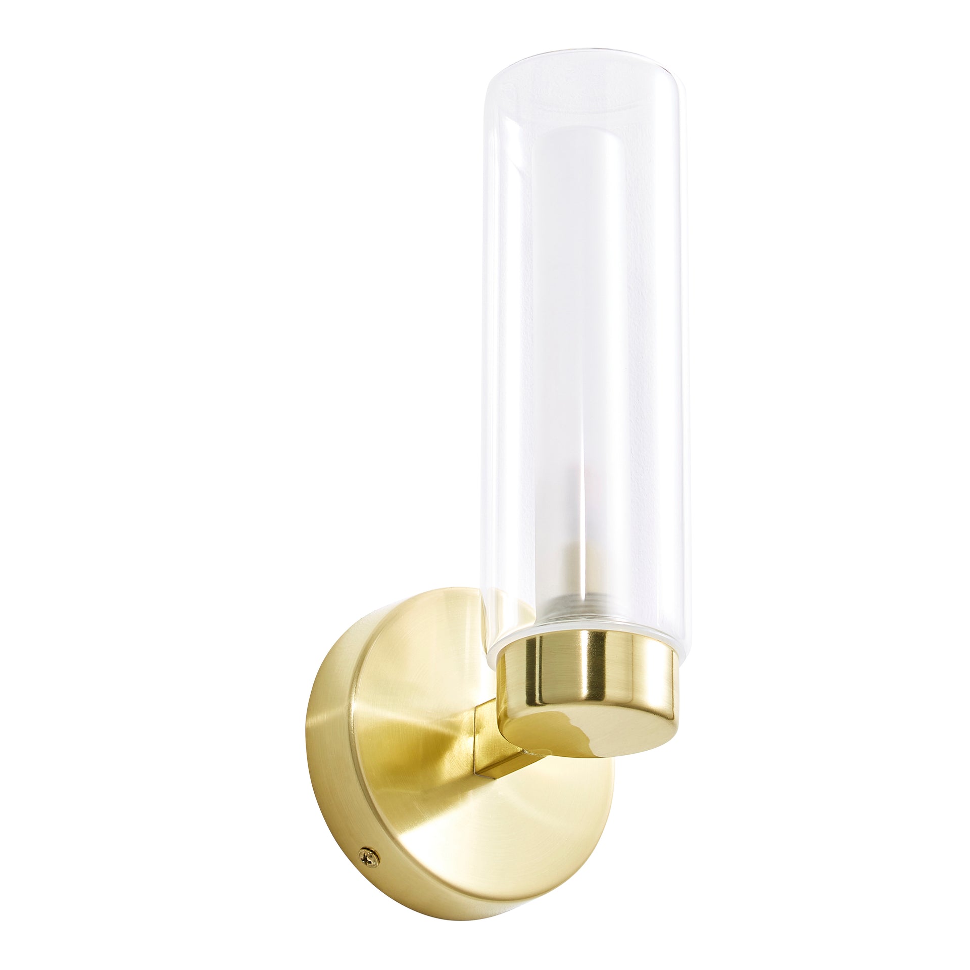 Forum SPA-35843-SBRS Sparti G9 Wall Light with Glass Tubular Shade IP44 Satin Brass