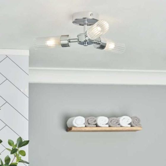 Forum SPA-39650-CHR Ottawa 3 x G9 Ribbed Glass Ceiling Spotlight IP44 Chrome