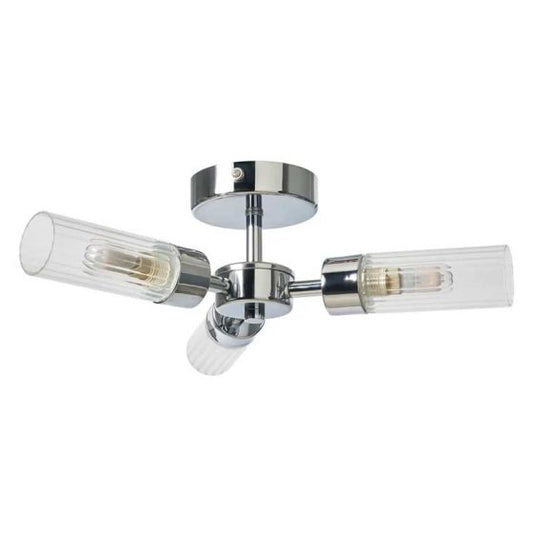 Forum SPA-39650-CHR Ottawa 3 x G9 Ribbed Glass Ceiling Spotlight IP44 Chrome