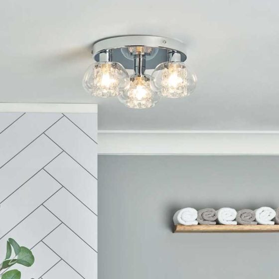 Forum SPA-41159-CHR Vancouver 3 x G9 Ceiling Light with Opal Shades IP44 Chrome
