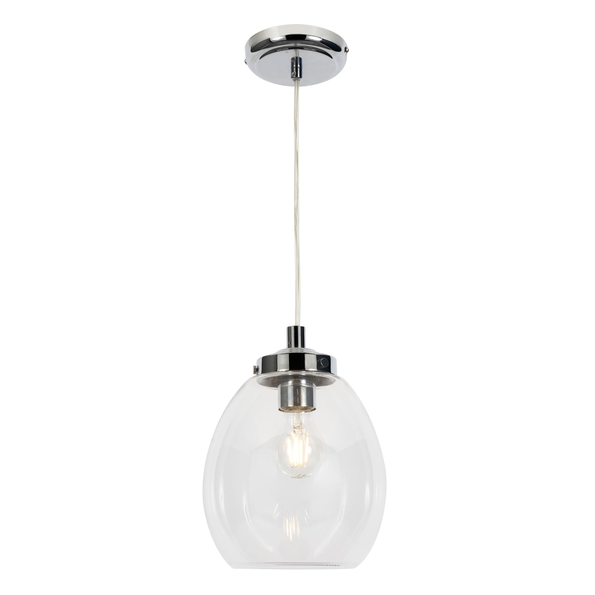 Forum SPA-41223-CHR Bryn E27 Ceiling Light with Clear Glass Shade IP44 Chrome