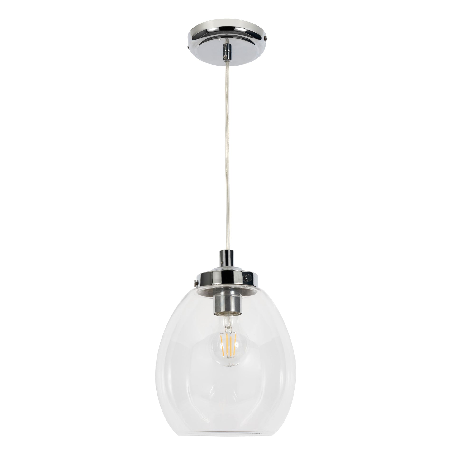 Forum SPA-41223-CHR Bryn E27 Ceiling Light with Clear Glass Shade IP44 Chrome