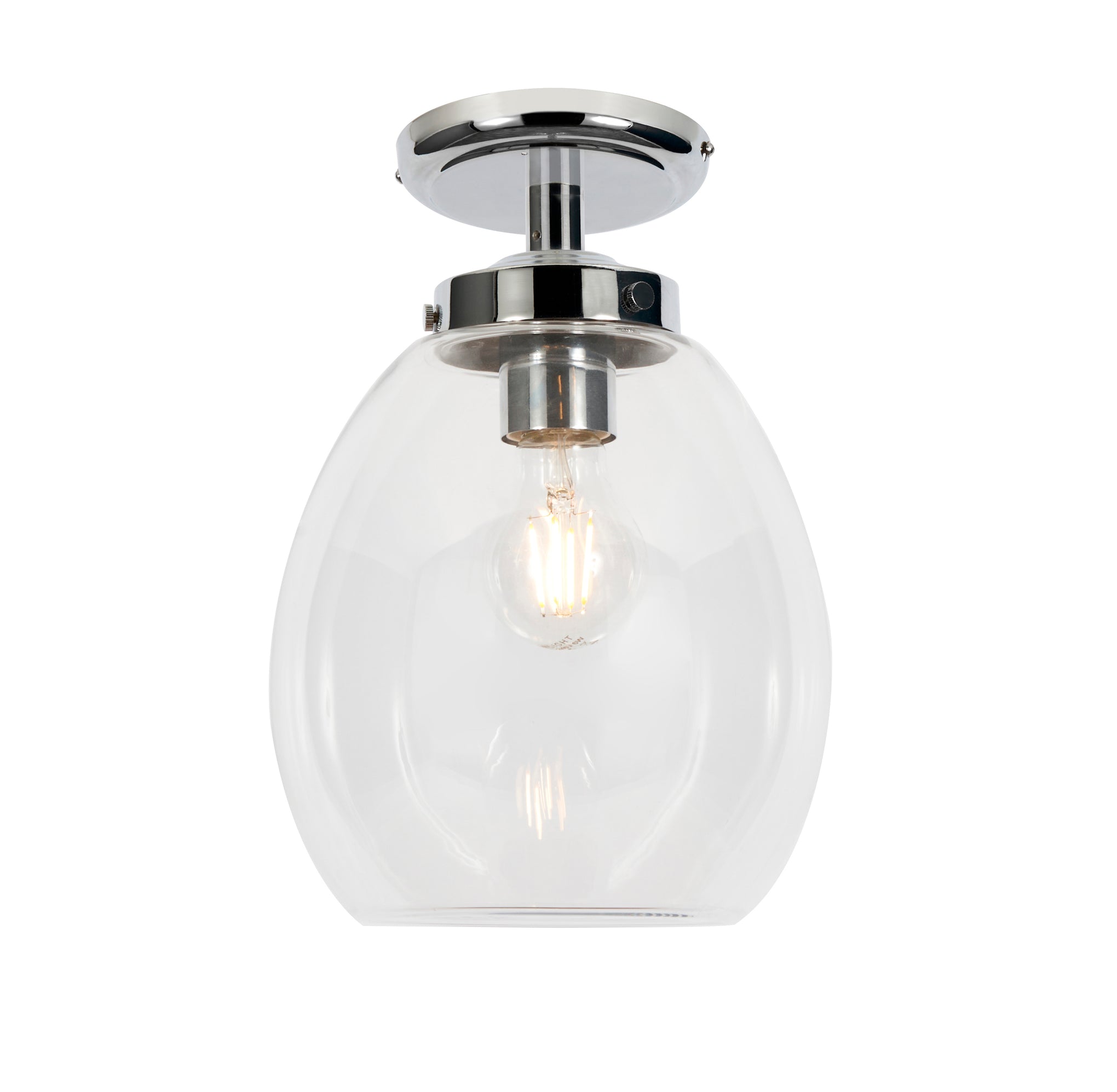 Forum SPA-41223-CHR Bryn E27 Ceiling Light with Clear Glass Shade IP44 Chrome