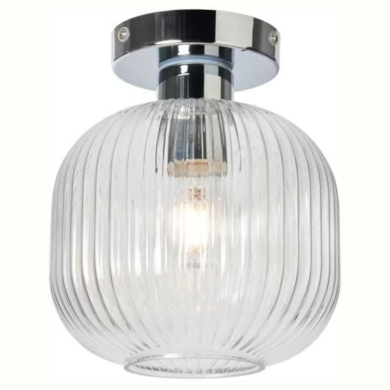 Forum SPA-41296-CHR Quebec E27 Glass Ceiling Light IP44 Chrome