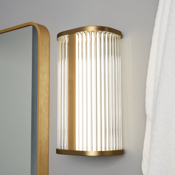 Forum SPA-44380-SBRS Nayru 12W CCT LED Diffused Wall Light IP44 Satin Brass
