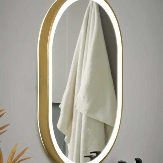 Forum SPA-45860-SBRS Cian 20W CCT LED Illuminated Oval Mirror IP44 Satin Brass