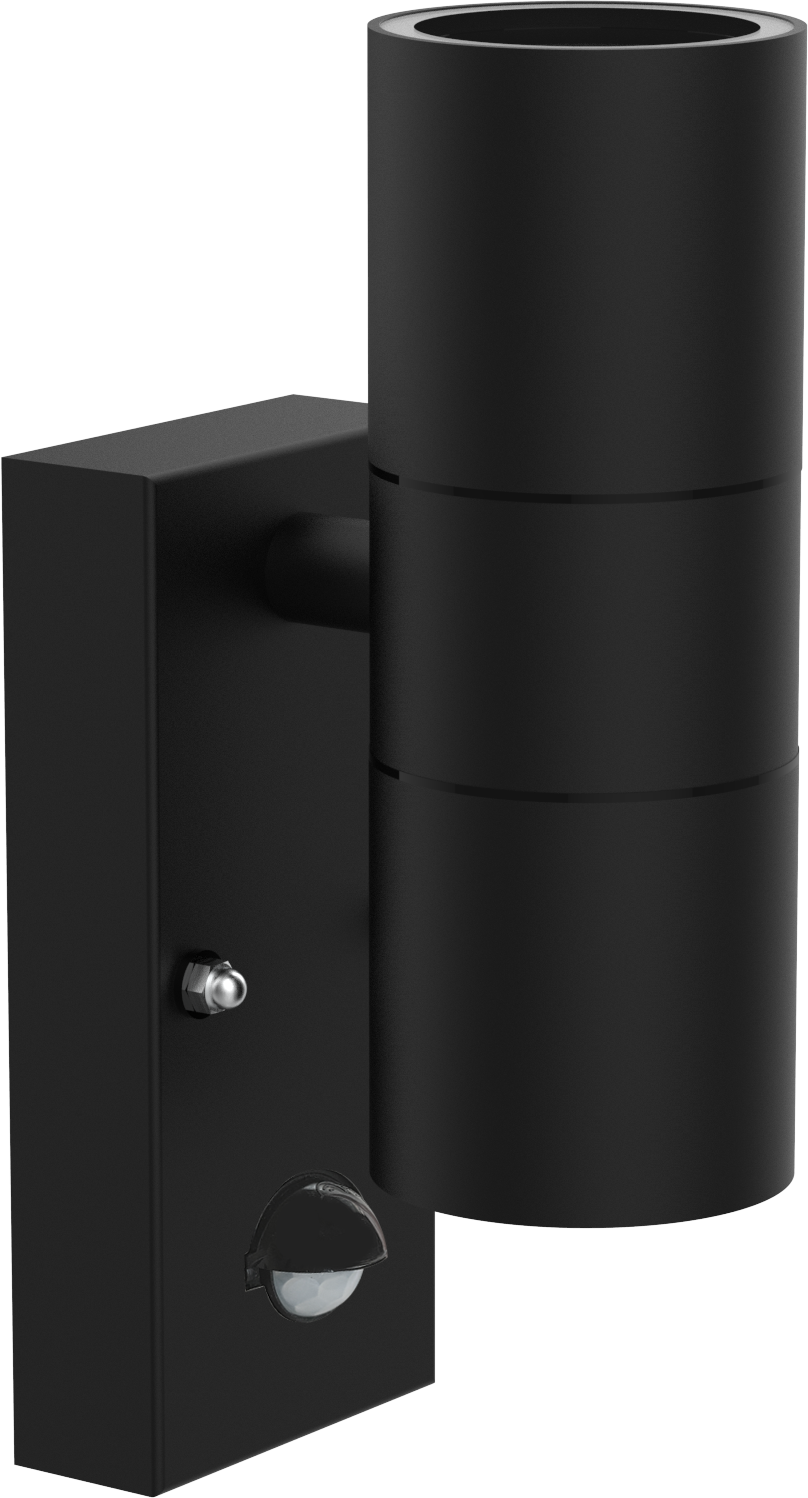 Kosnic SWIR/GU10/S-BLK Swimley 2 x GU10 Up / Down Wall Light with Motion Sensor IP44 Black