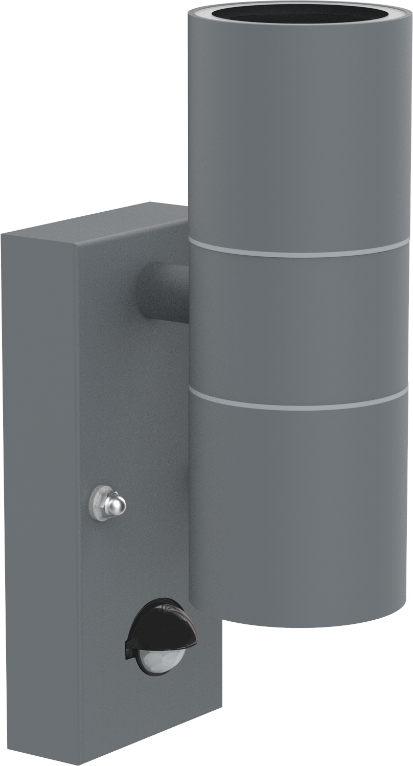 Kosnic SWIR/GU10/S-GRY Swimley 2 x GU10 Up / Down Wall Light with Motion Sensor IP44 Grey