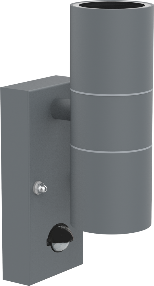 Kosnic SWIR/GU10/S-GRY Swimley 2 x GU10 Up / Down Wall Light with Motion Sensor IP44 Grey