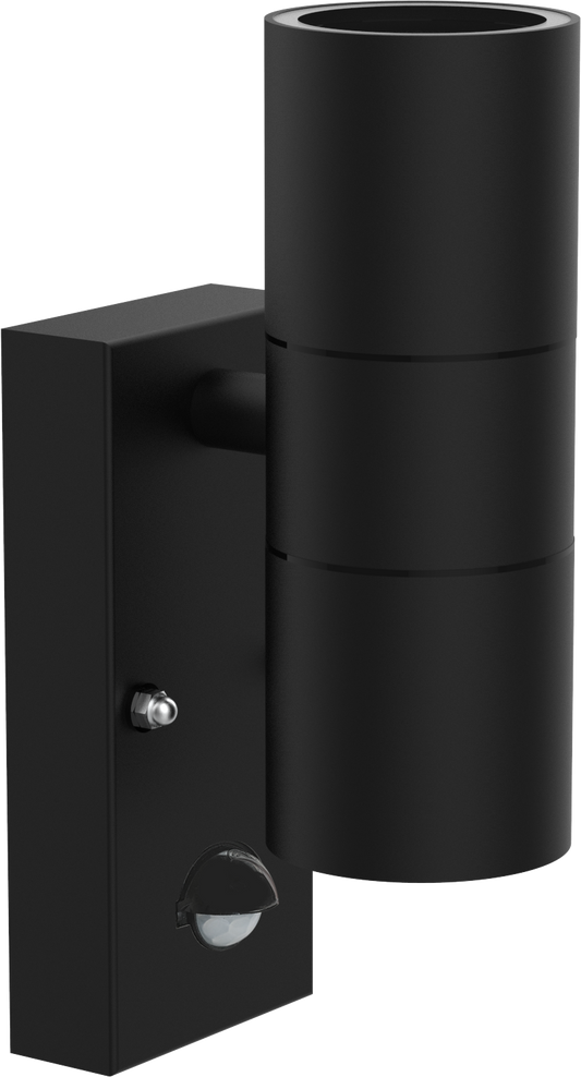 Kosnic SWIR/GU10-BLK/DS Swimley 2 x GU10 Up / Down Wall Light with Dusk to Dawn Sensor IP44 Black