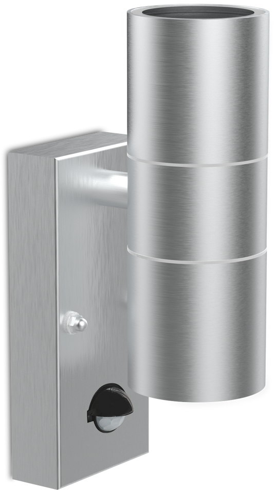 Kosnic SWIR/GU10/S Swimley 2 x GU10 Up / Down Wall Light with Motion Sensor IP44 Stainless Steel