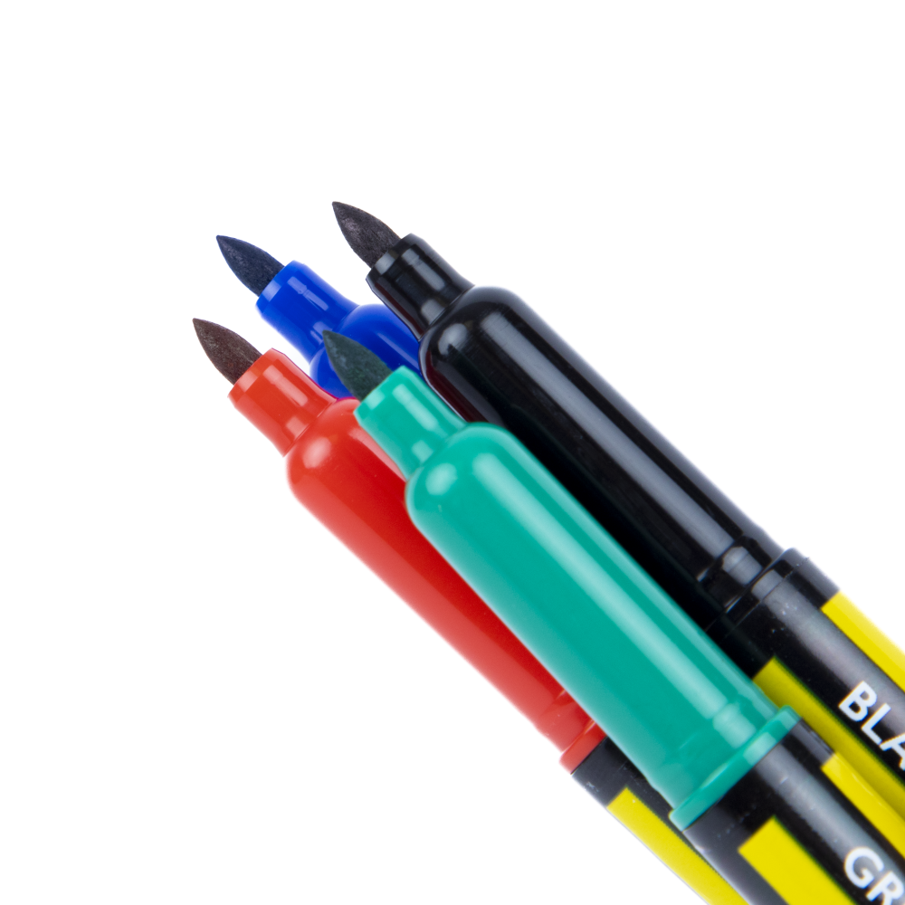 CK T3594 Professional Permanent Marker Pens 4 Pack (Black, Blue, Green and Red)