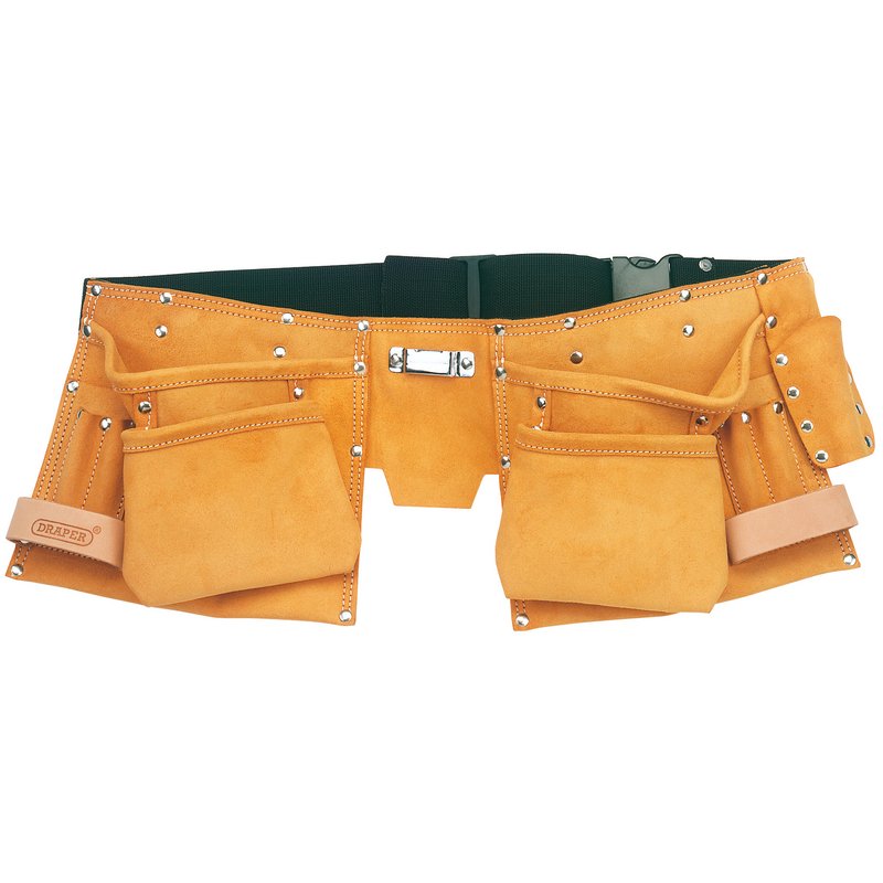 Draper TP11A Leather Double Pouch Tool Belt Tan