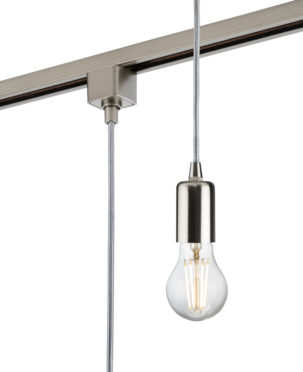 Knightsbridge TRK8270BC E27 Contemporary Track Pendant 1.8m Brushed Chrome