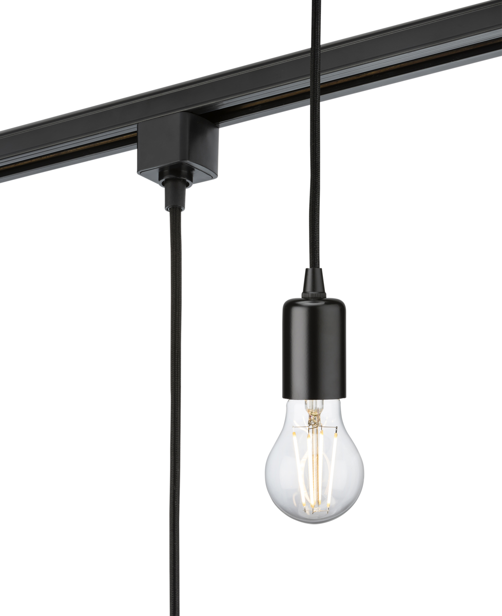 Knightsbridge TRK8270BK E27 Contemporary Track Pendant 1.8m Black
