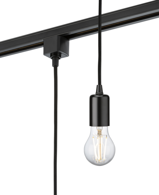 Knightsbridge TRK8270BK E27 Contemporary Track Pendant 1.8m Black