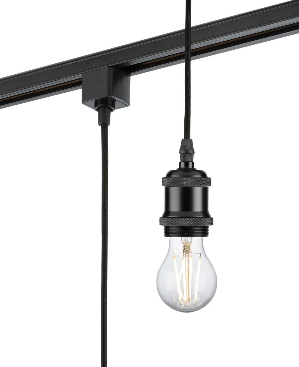 Knightsbridge TRK8271BK E27 Vintage Track Pendant 1.8m Black