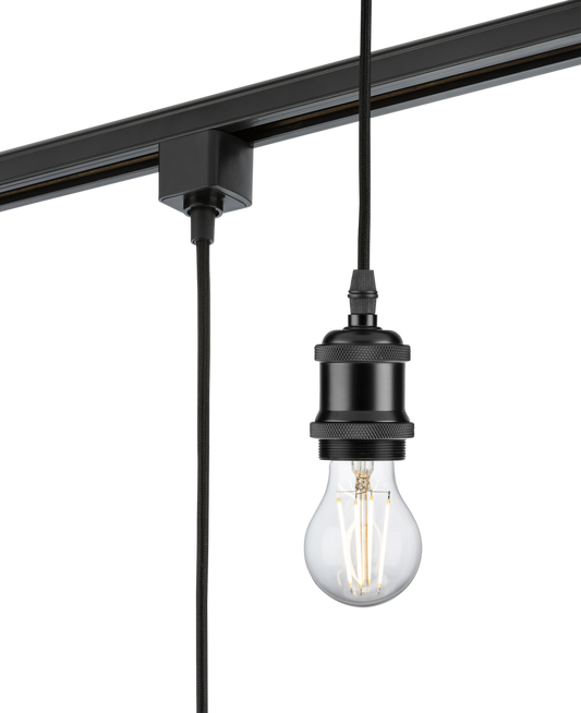 Knightsbridge TRK8271BK E27 Vintage Track Pendant 1.8m Black