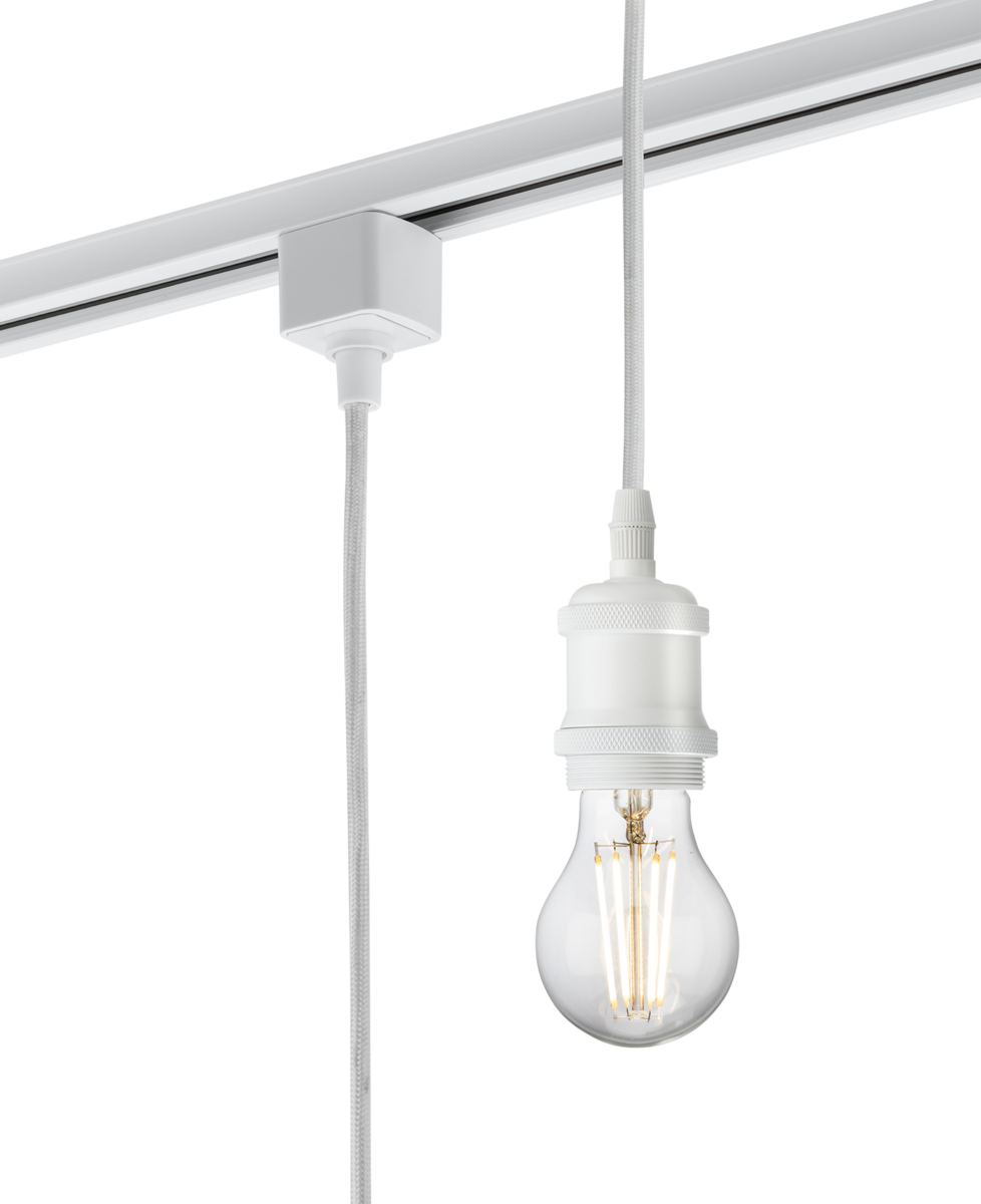 Knightsbridge TRK8271W E27 Vintage Track Pendant 1.8m White