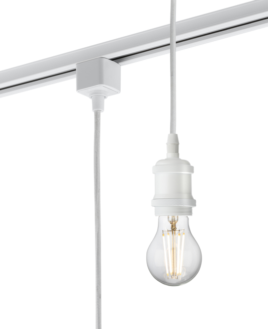 Knightsbridge TRK8271W E27 Vintage Track Pendant 1.8m White