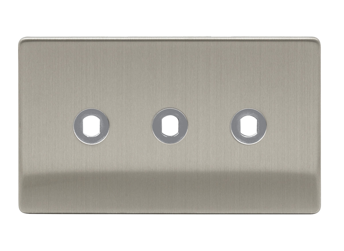 Niglon U-DP3-BC 3 Gang Dimmer Faceplate Brushed Chrome