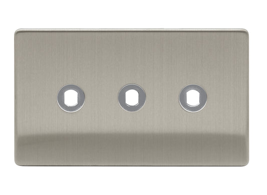 Niglon U-DP3-BC 3 Gang Dimmer Faceplate Brushed Chrome