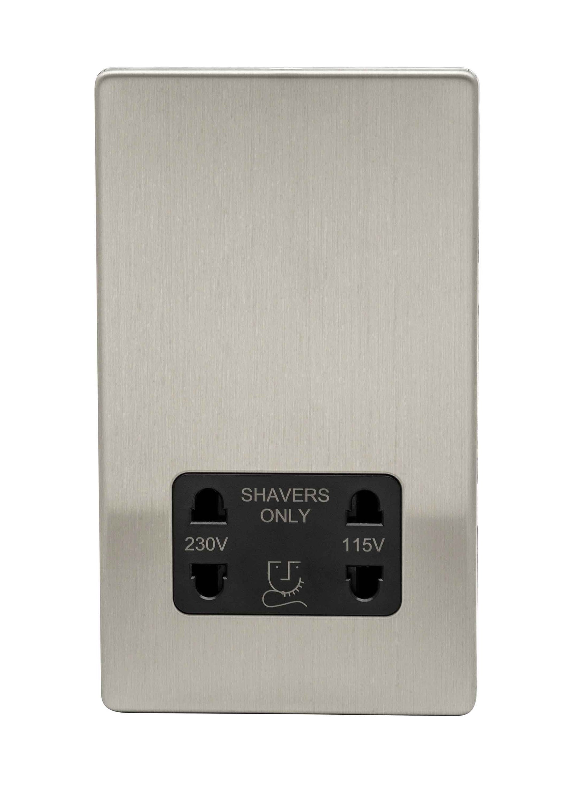 Niglon U-DVSS-BC 115/240V Shaver Socket Brushed Chrome Black Insert