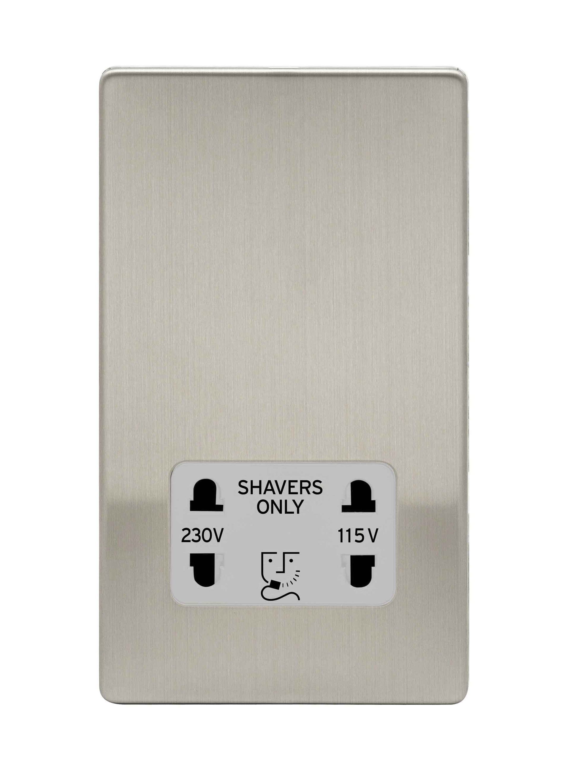 Niglon U-DVSS-BCG 115/240V Shaver Socket Brushed Chrome Grey Insert