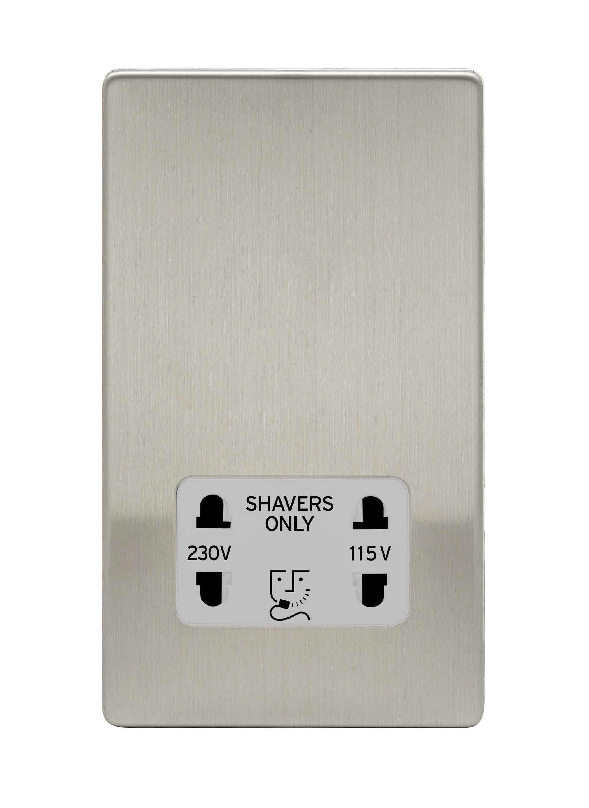 Niglon U-DVSS-BCG 115/240V Shaver Socket Brushed Chrome Grey Insert