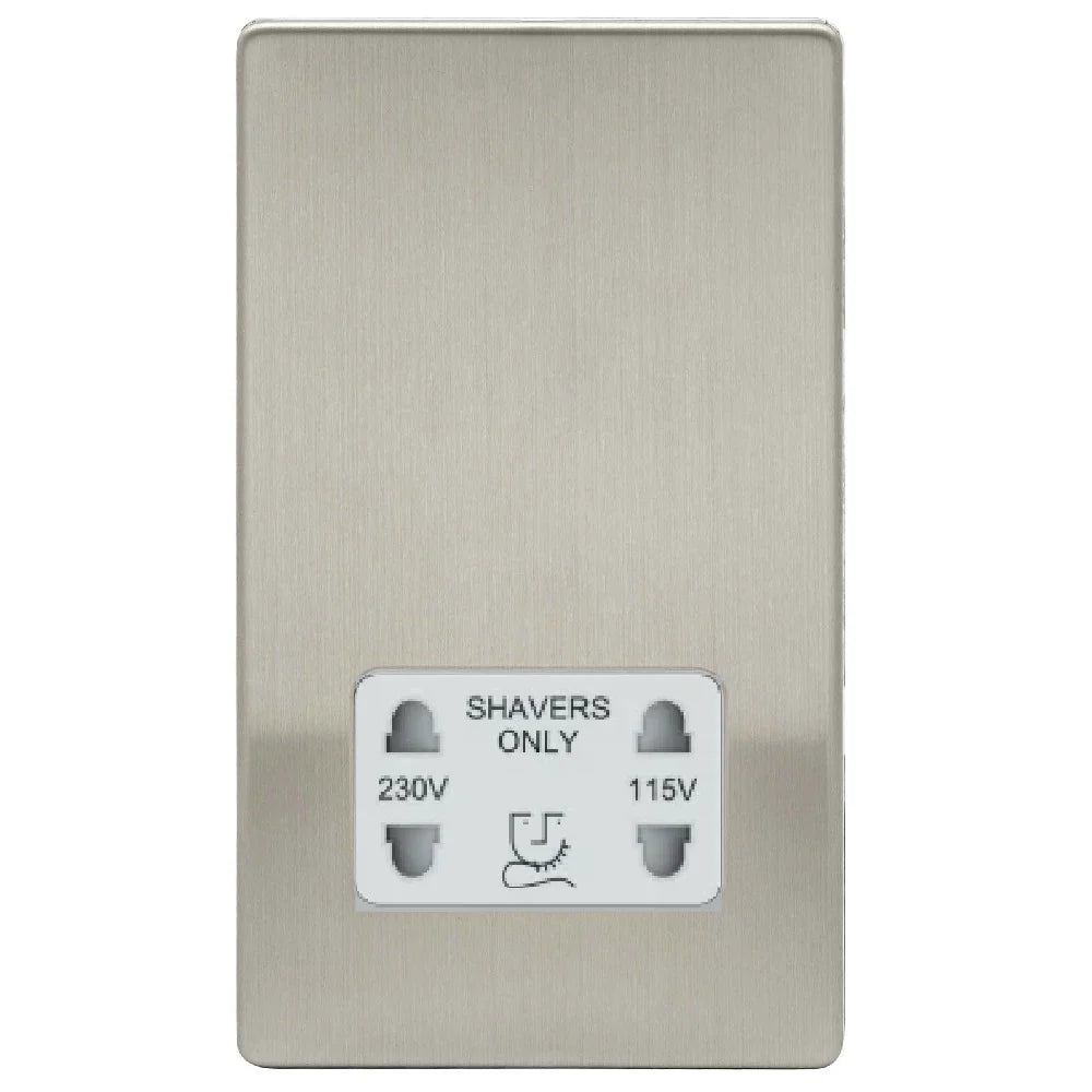 Niglon U-DVSS-BCW 115/240V Shaver Socket Brushed Chrome White Insert