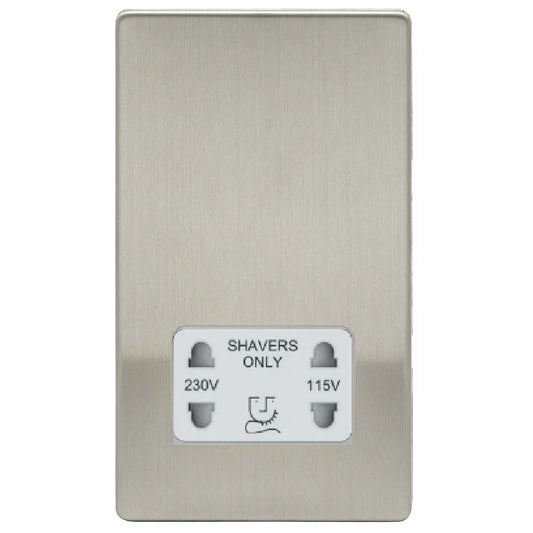 Niglon U-DVSS-BCW 115/240V Shaver Socket Brushed Chrome White Insert