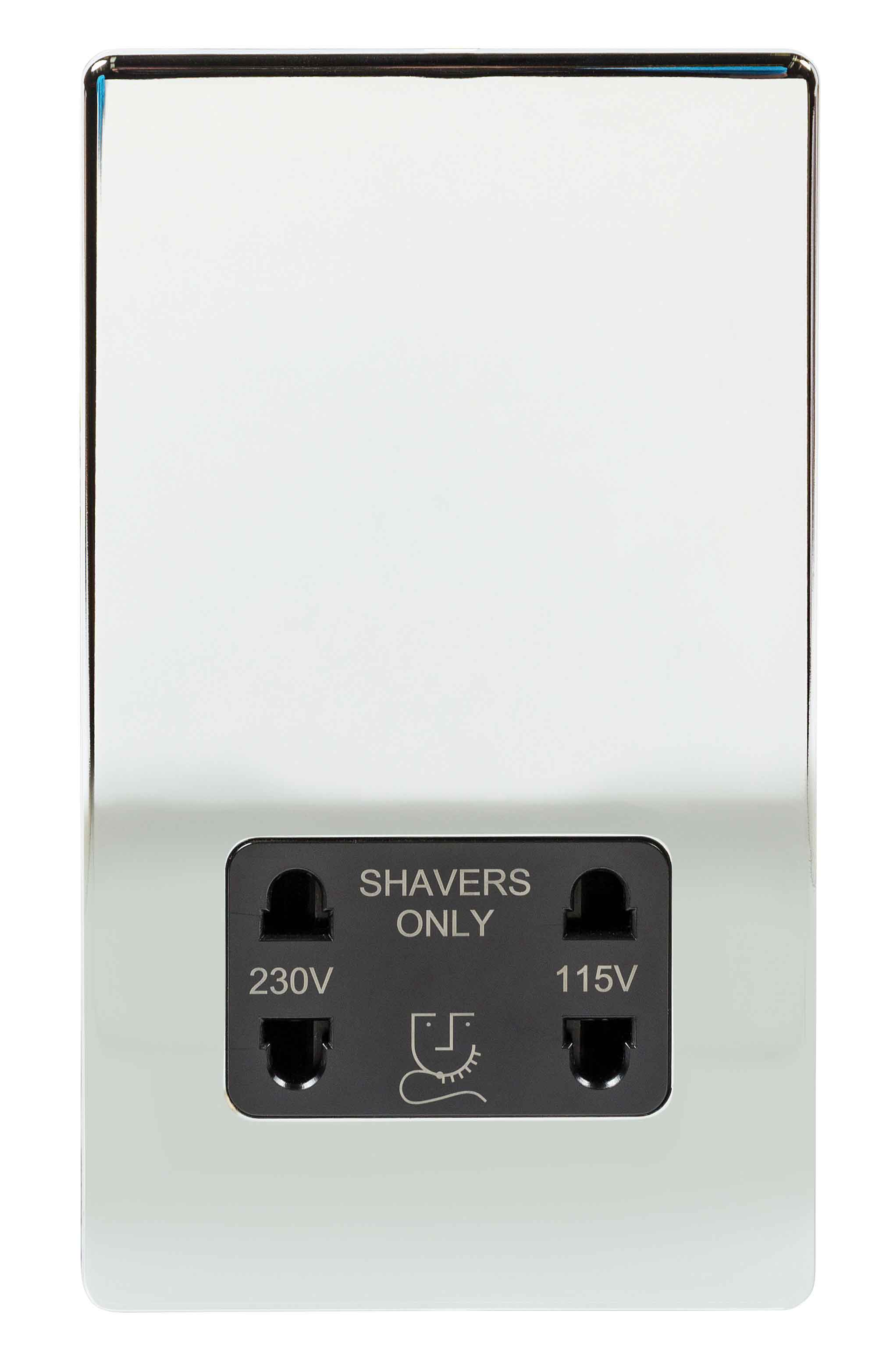 Niglon U-DVSS-PC 115/240V Shaver Socket Polished Chrome Black Insert