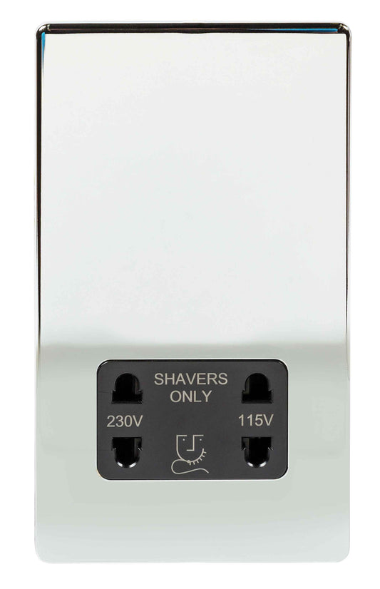 Niglon U-DVSS-PC 115/240V Shaver Socket Polished Chrome Black Insert