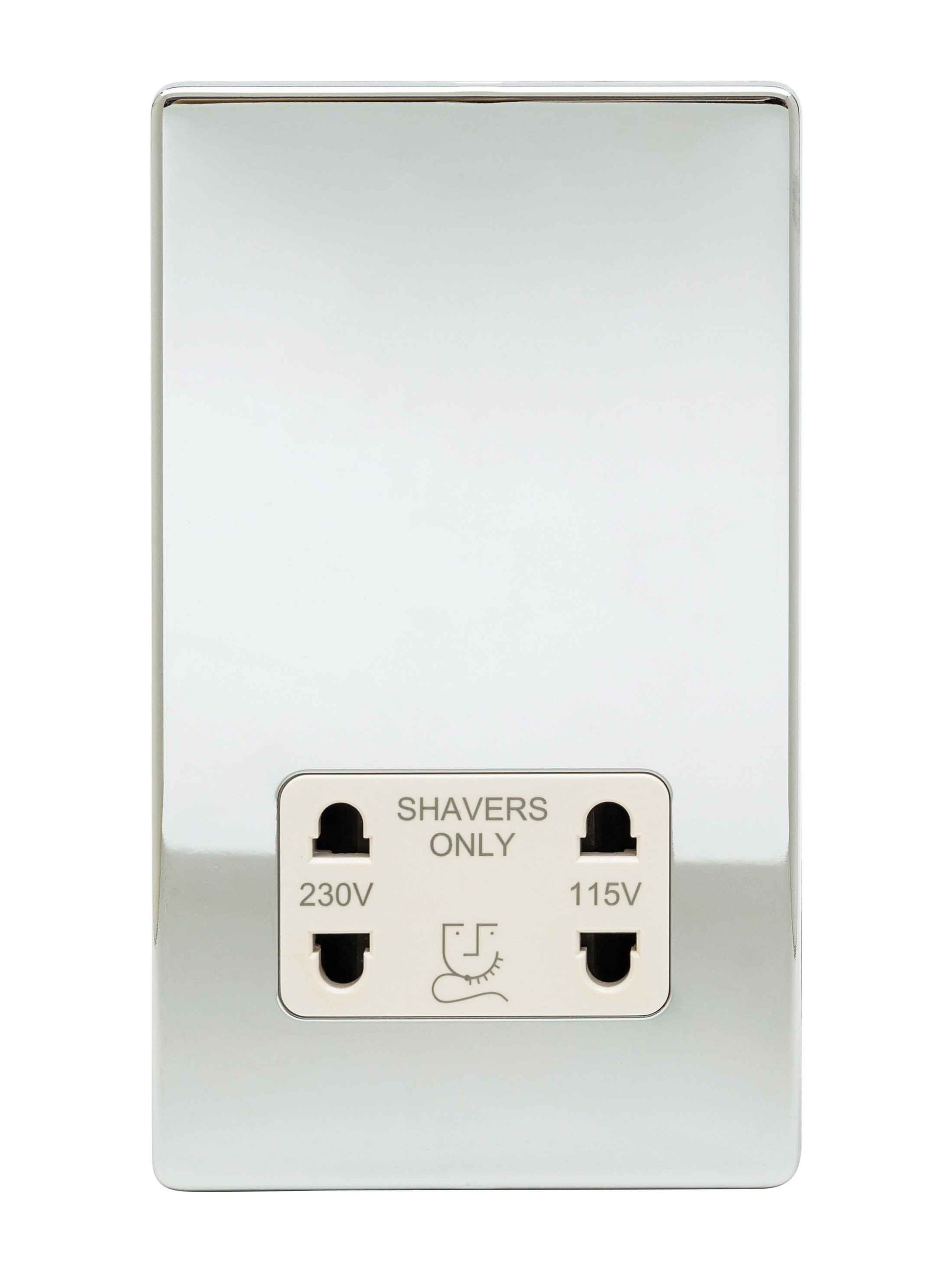 Niglon U-DVSS-PCW 115/240V Shaver Socket Polished Chrome White Insert