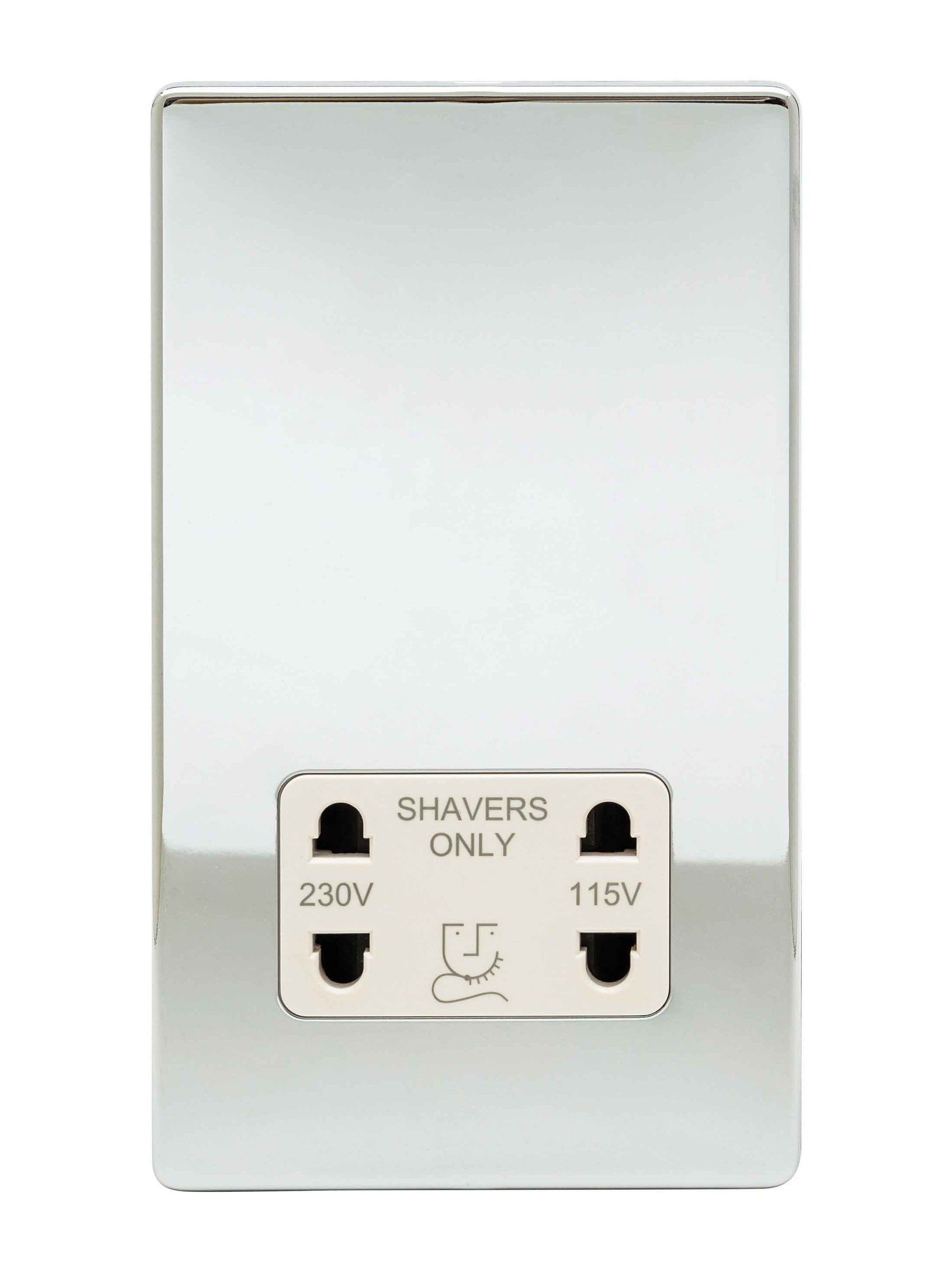 Niglon U-DVSS-PCW 115/240V Shaver Socket Polished Chrome White Insert