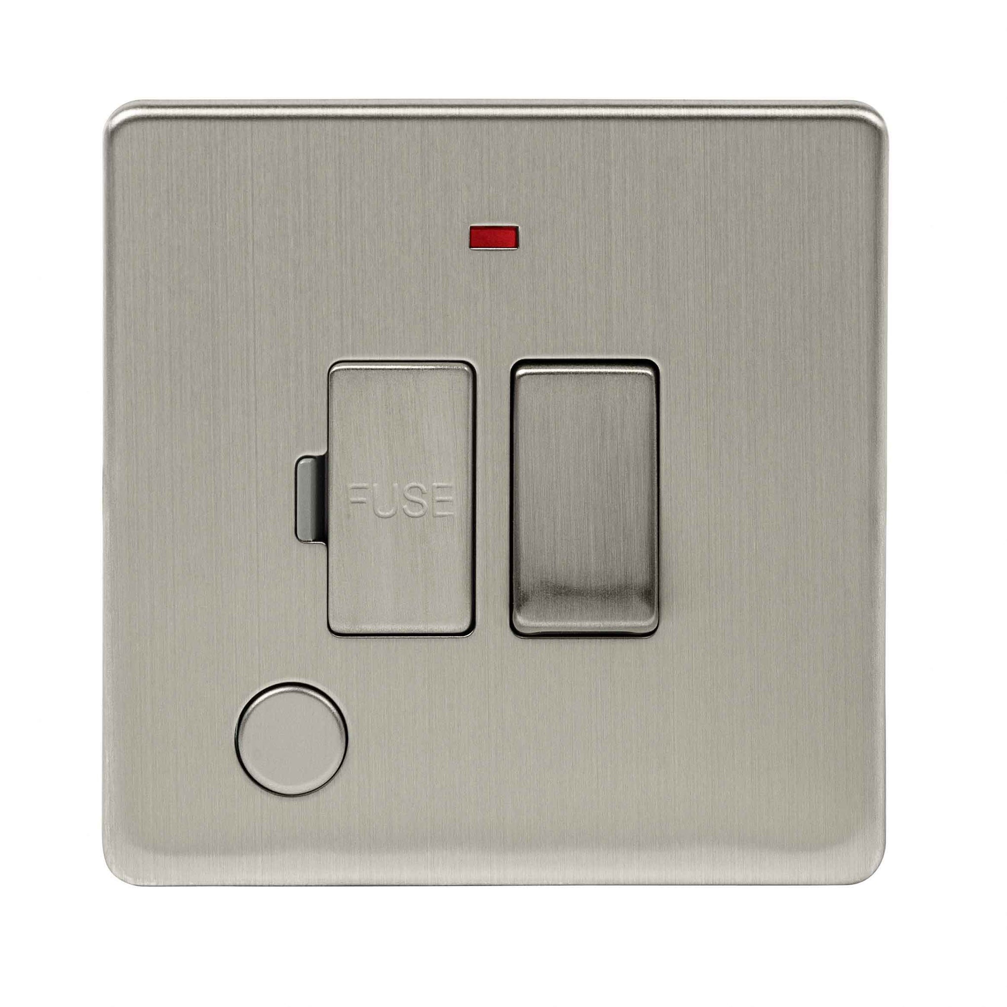 Niglon U-FS13DPFN-BC 13A Switched Spur with Neon and Flex Outlet Brushed Chrome