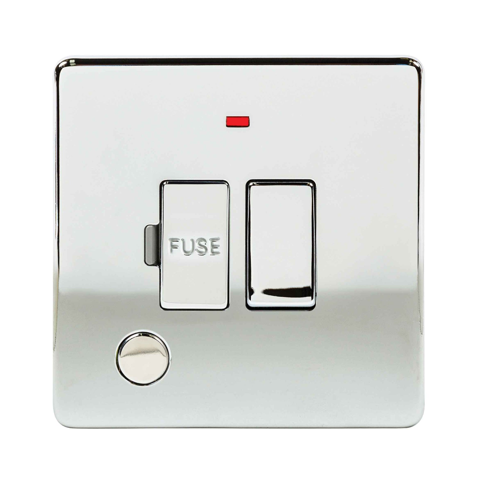 Niglon U-FS13DPFN-PC 13A Switched Spur with Neon and Flex Outlet Polished Chrome