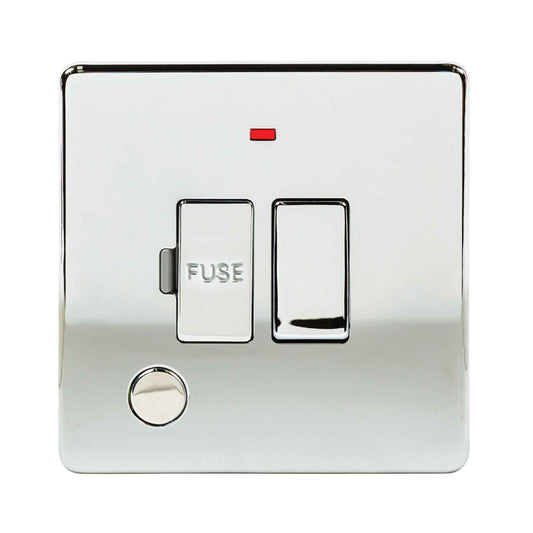 Niglon U-FS13DPFN-PC 13A Switched Spur with Neon and Flex Outlet Polished Chrome