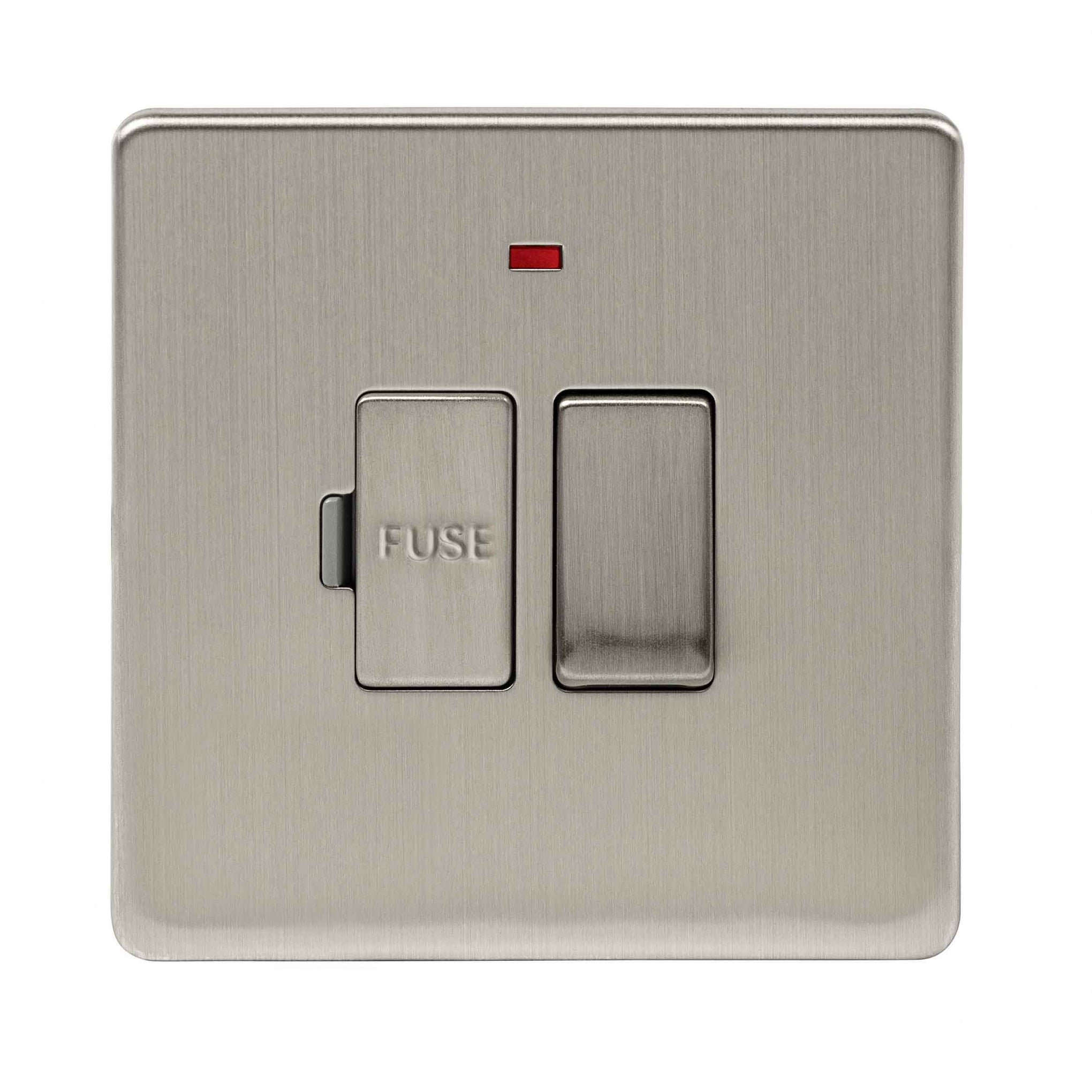 Niglon U-FS13DPN-BC 13A Switched Spur with Neon Brushed Chrome