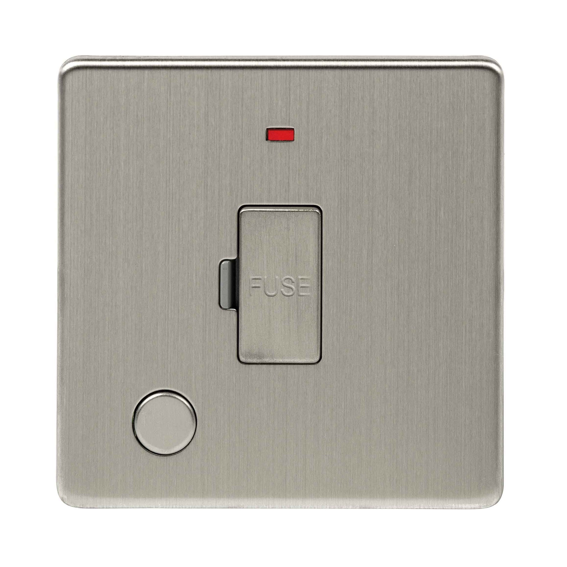 Niglon U-FS13NFO-BC 13A Unswitched Spur with Neon and Flex Outlet Brushed Chrome