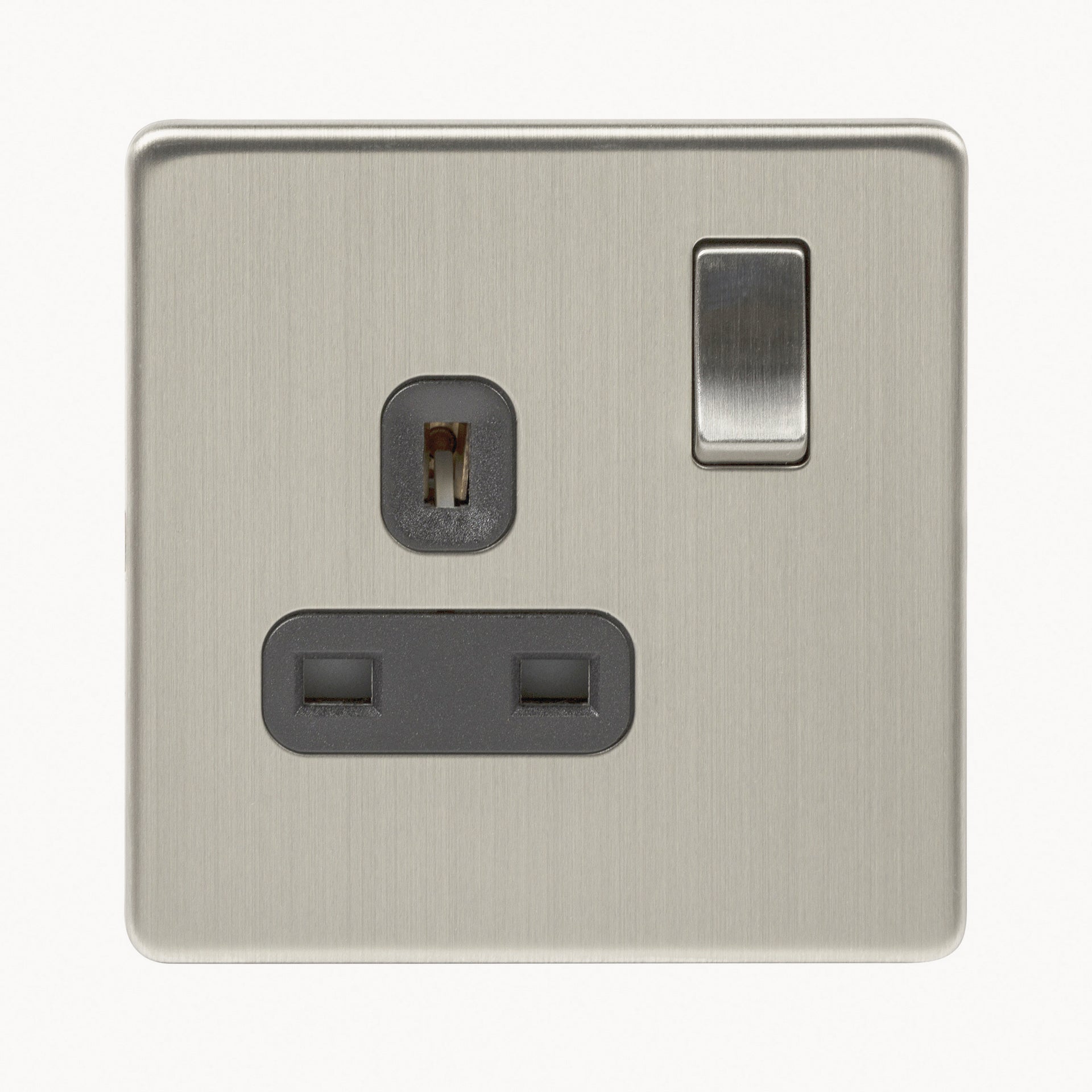 Niglon U-S131DPS-BC 1 Gang 13A DP Switched Socket Brushed Chrome Black Insert