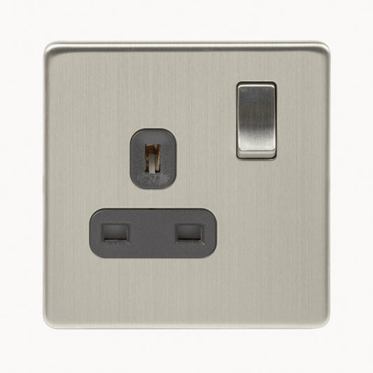 Niglon U-S131DPS-BC 1 Gang 13A DP Switched Socket Brushed Chrome Black Insert