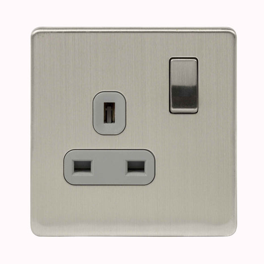 Niglon U-S131DPS-BCG 1 Gang 13A DP Switched Socket Brushed Chrome Grey Insert