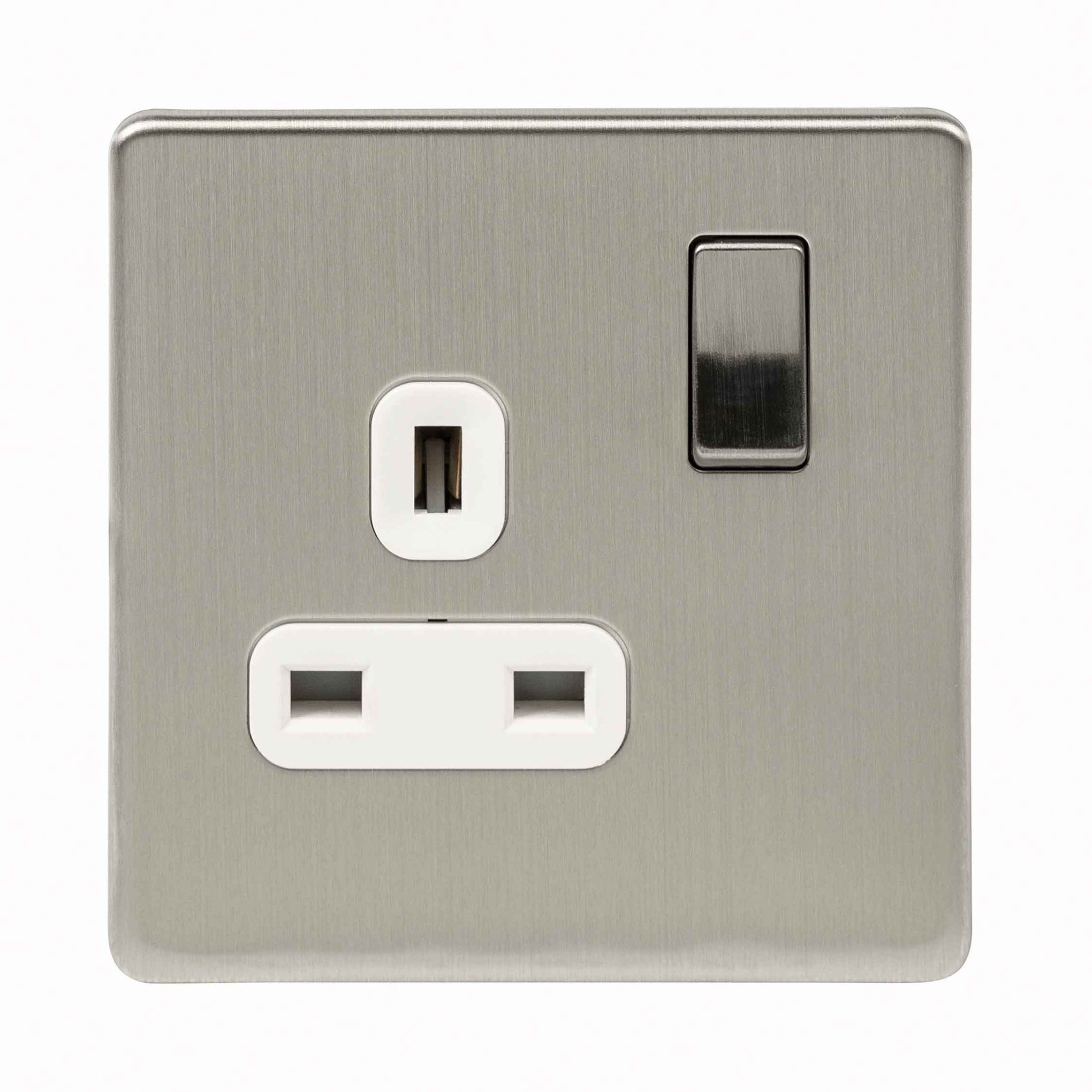 Niglon U-S131DPS-BCW 1 Gang 13A DP Switched Socket Brushed Chrome White Insert