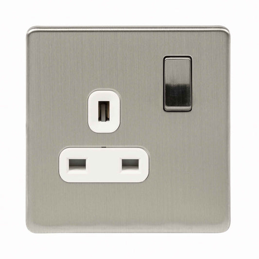 Niglon U-S131DPS-BCW 1 Gang 13A DP Switched Socket Brushed Chrome White Insert